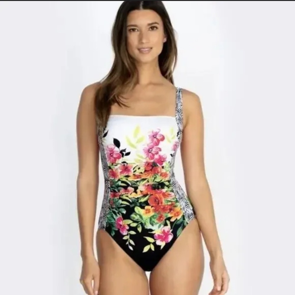Johnny Was Fay Floral Ruched One-Piece Swimsuit NWOT size XXL